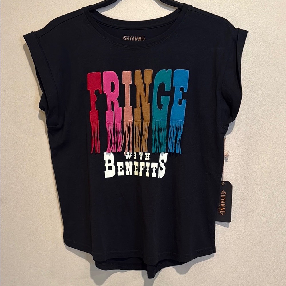 Shyanne Multicolor Fringe Graphic Tee Cowboy Cowgirl Rodeo attire Americana